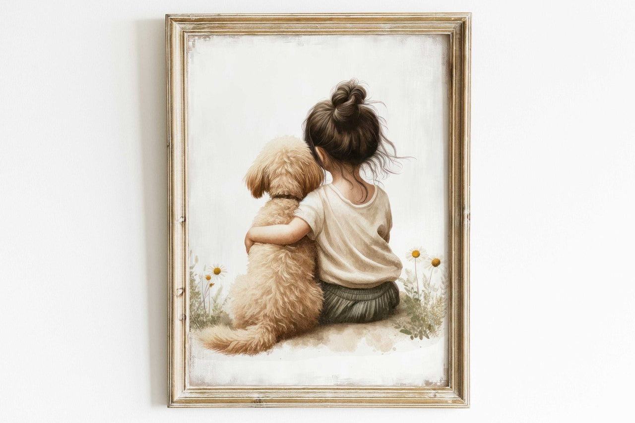 Goldendoodle Nursery Print – Dog Wall Decor for Girls Room