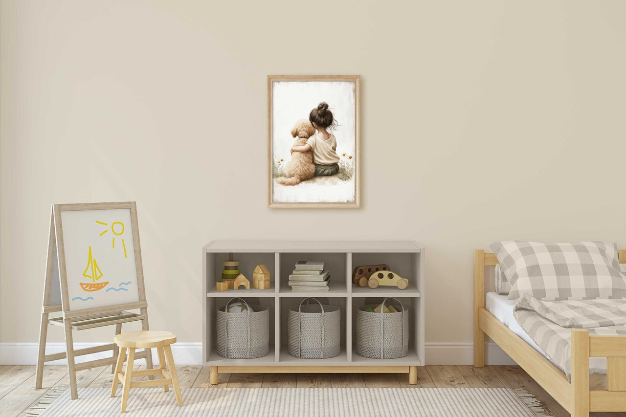 Goldendoodle Nursery Print – Dog Wall Decor for Girls Room