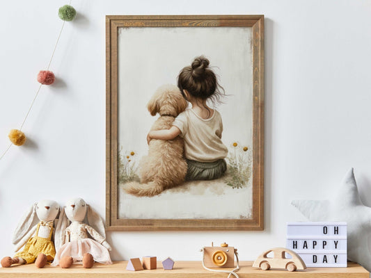 Goldendoodle Nursery Print, Dog Art for Girls, Toddler Room Decor - WildfieldPrints