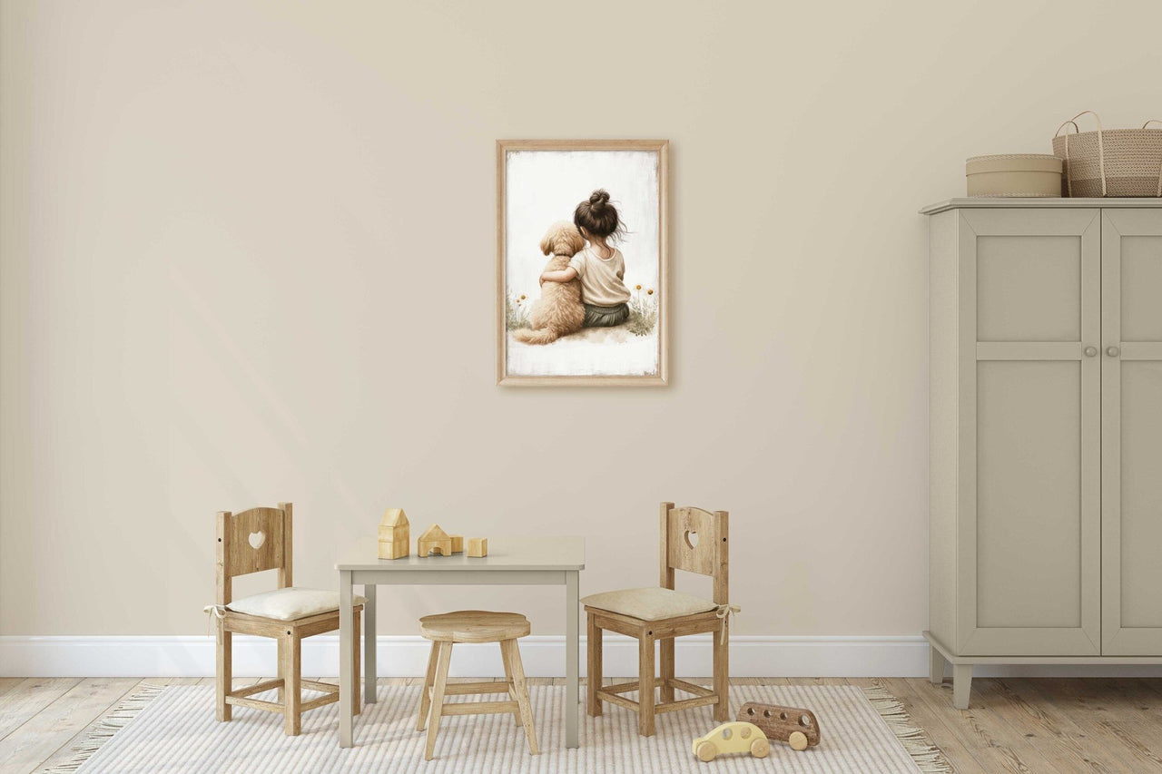 Goldendoodle Nursery Print – Dog Wall Decor for Girls Room