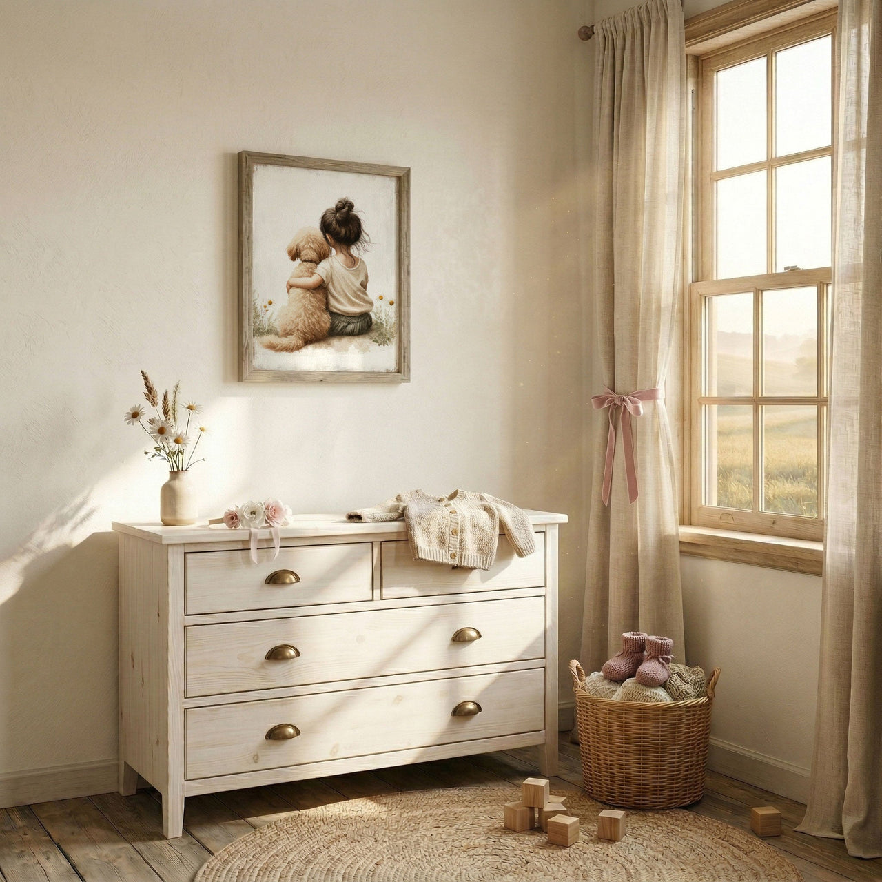 Goldendoodle Nursery Print – Dog Wall Decor for Girls Room