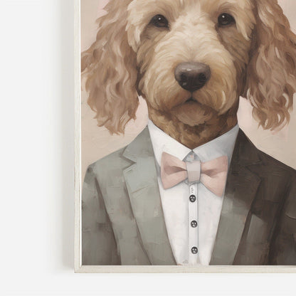 Goldendoodle Wall Art, Vintage Dog Portrait, Funny Canine Decor - WildfieldPrints