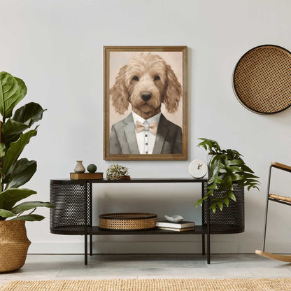Goldendoodle Wall Art, Vintage Dog Portrait, Funny Canine Decor - WildfieldPrints