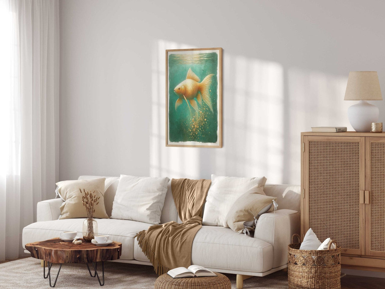 Goldfish Wall Art – Aquatic Living Room Print