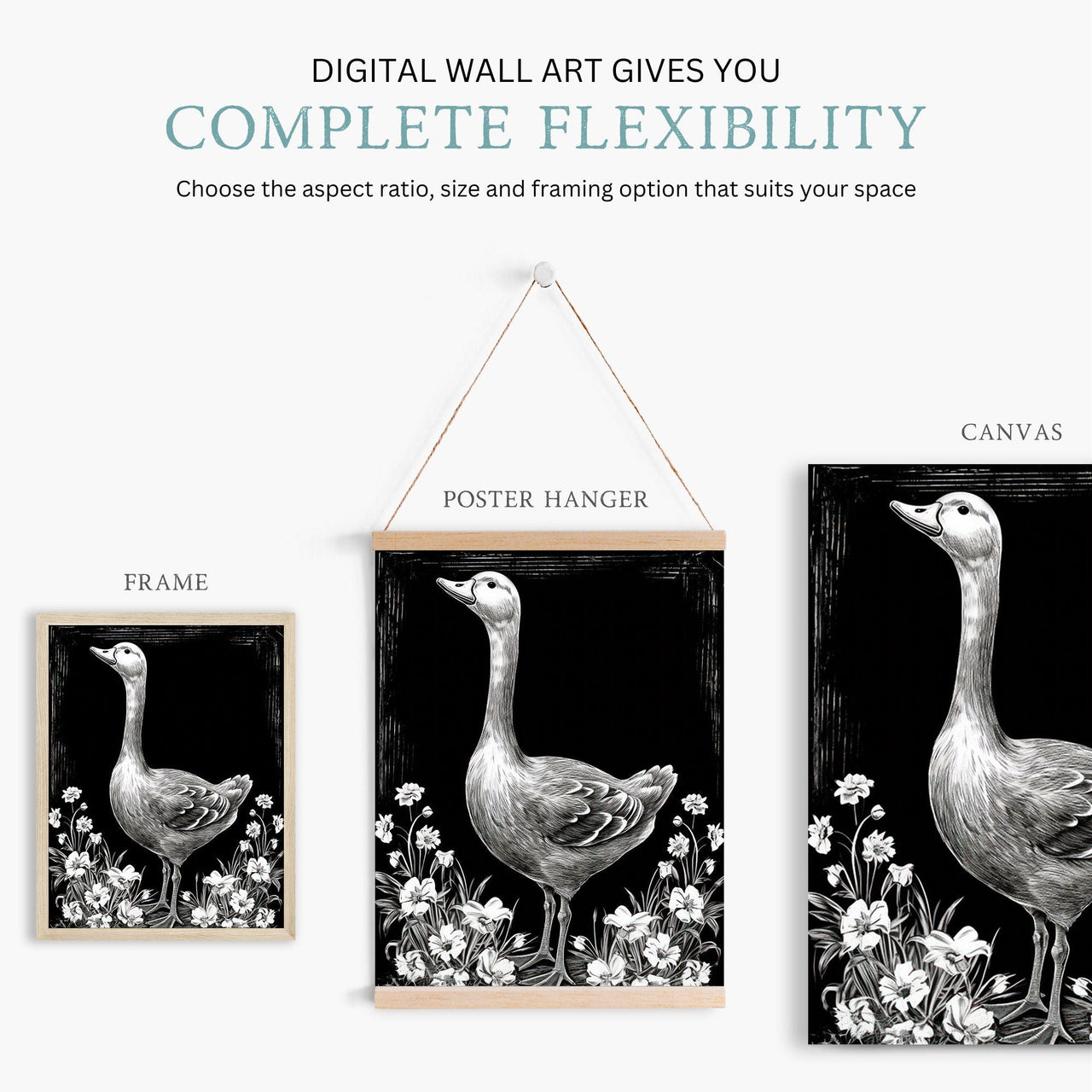 White Goose Wall Art – Farm Animal Nursery Print