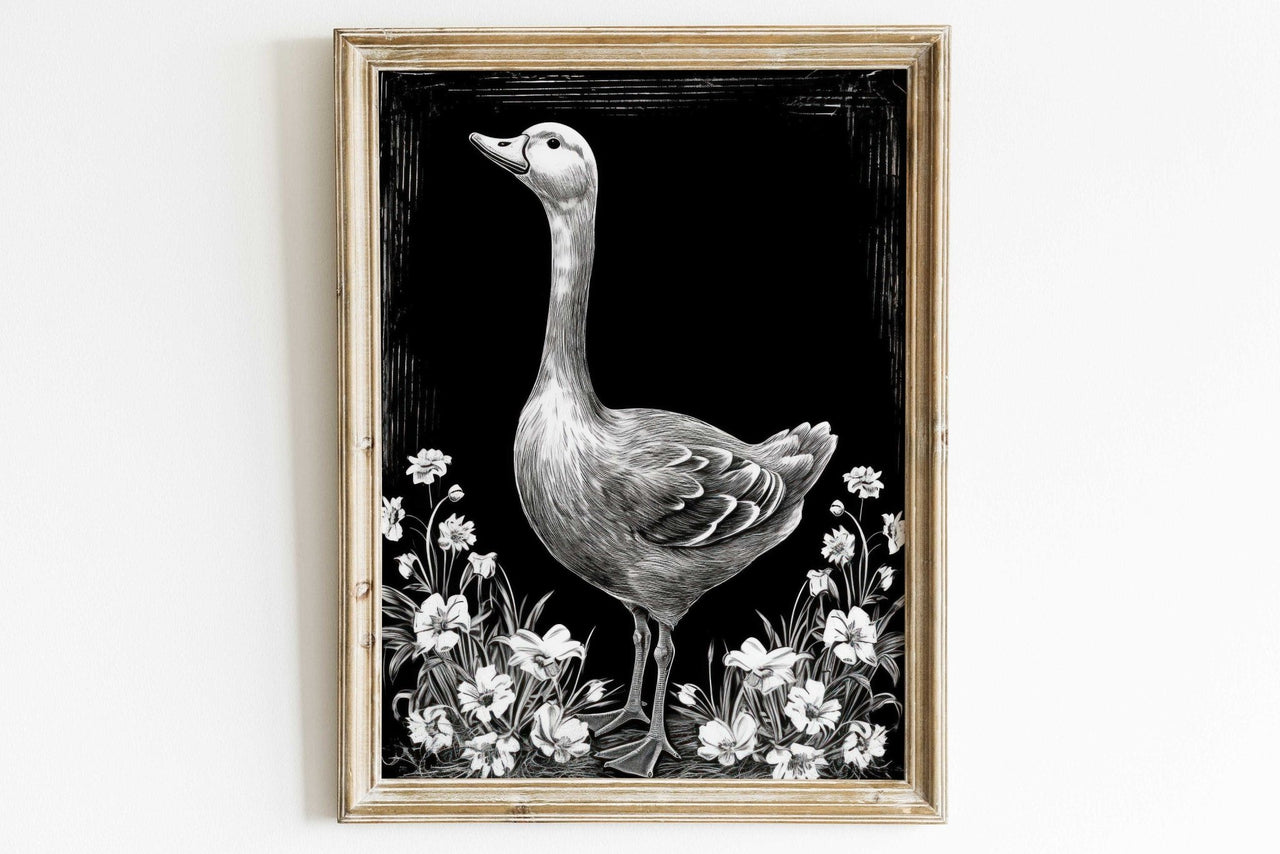 White Goose Wall Art – Farm Animal Nursery Print