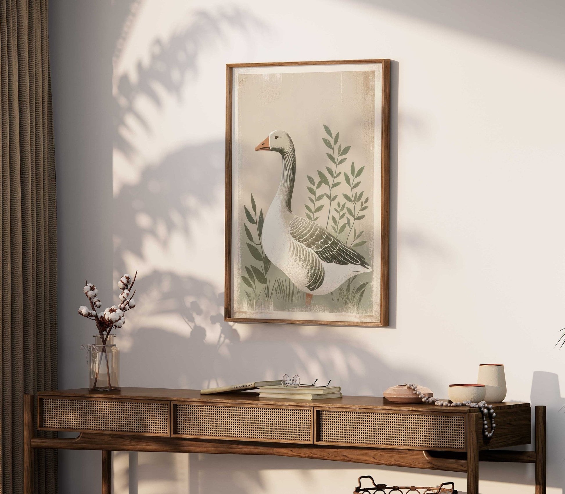 Goose Print, Farmhouse Wall Art, Vintage Farm Animal Decor - WildfieldPrints