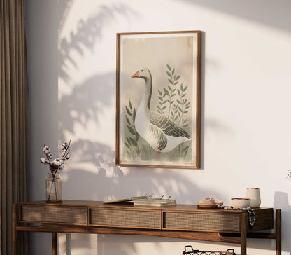 Goose Print, Farmhouse Wall Art, Vintage Farm Animal Decor - WildfieldPrints