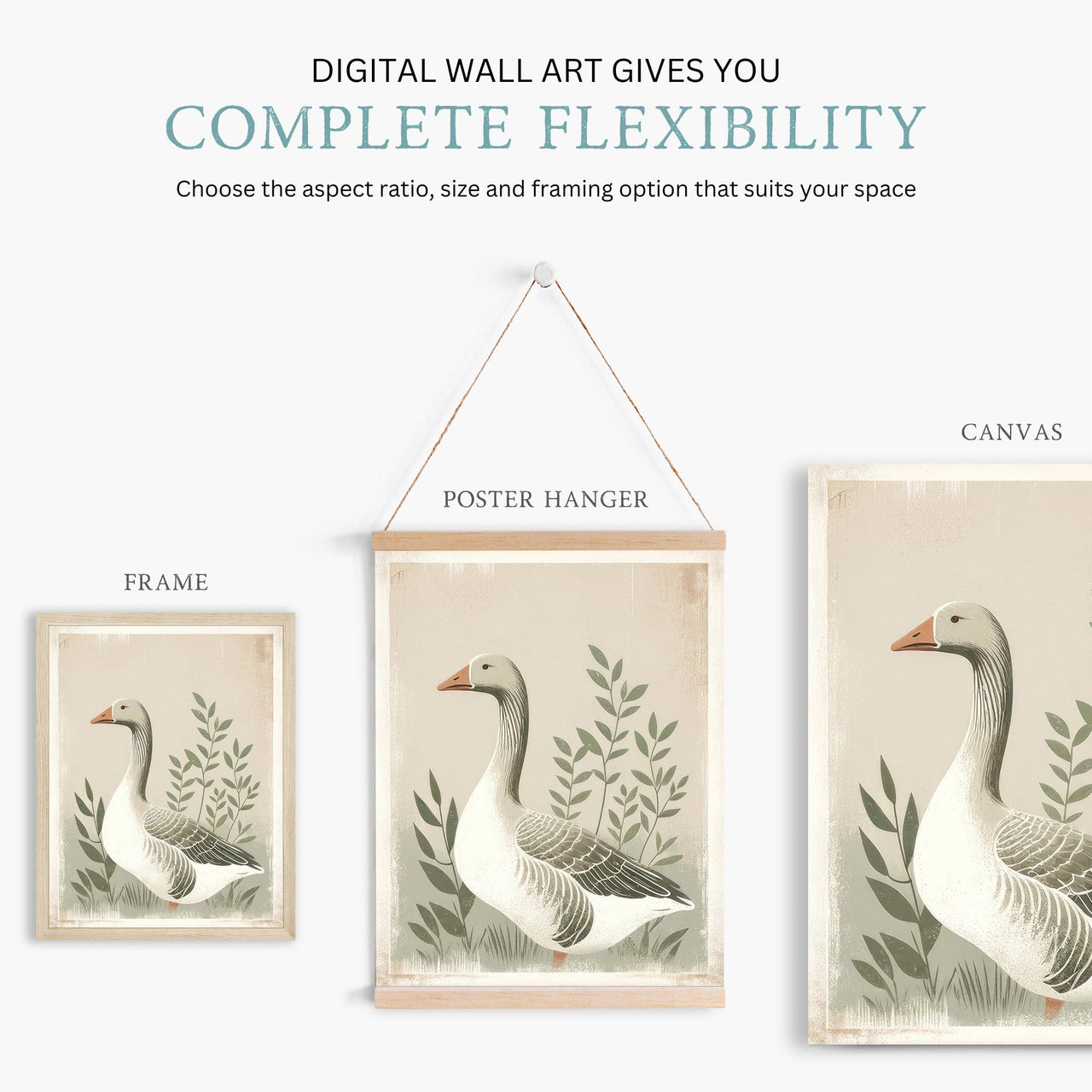 Goose Wall Art – Farm Animal Living Room Print