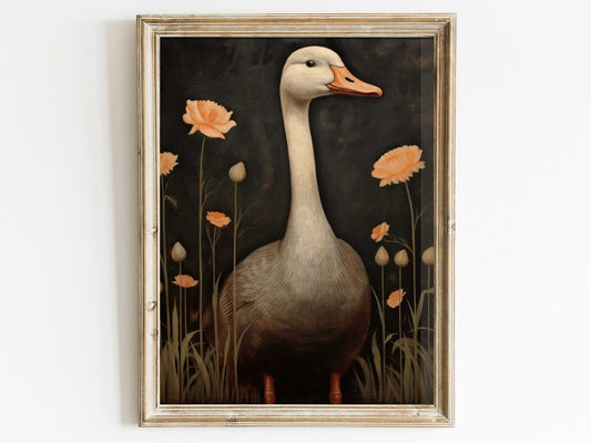 Goose Print, Vintage Farm Animal Art, Farmhouse Style Decor - WildfieldPrints