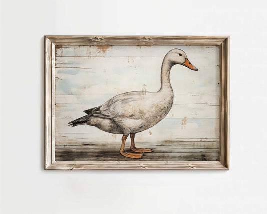 Goose Print, Vintage Farmhouse Wall Art, Country Home Decor - WildfieldPrints