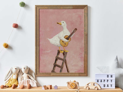 Goose Print, Whimsical Animal Nursery Decor, Fun Kid Room Art - WildfieldPrints
