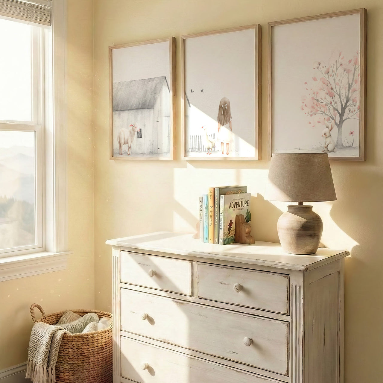 Goose Wall Art – Farm Animal Nursery Print for Girls • Set of 3