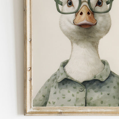 Goose Wall Art, Funny Animals in Glasses, Farmhouse Nursery Decor - WildfieldPrints