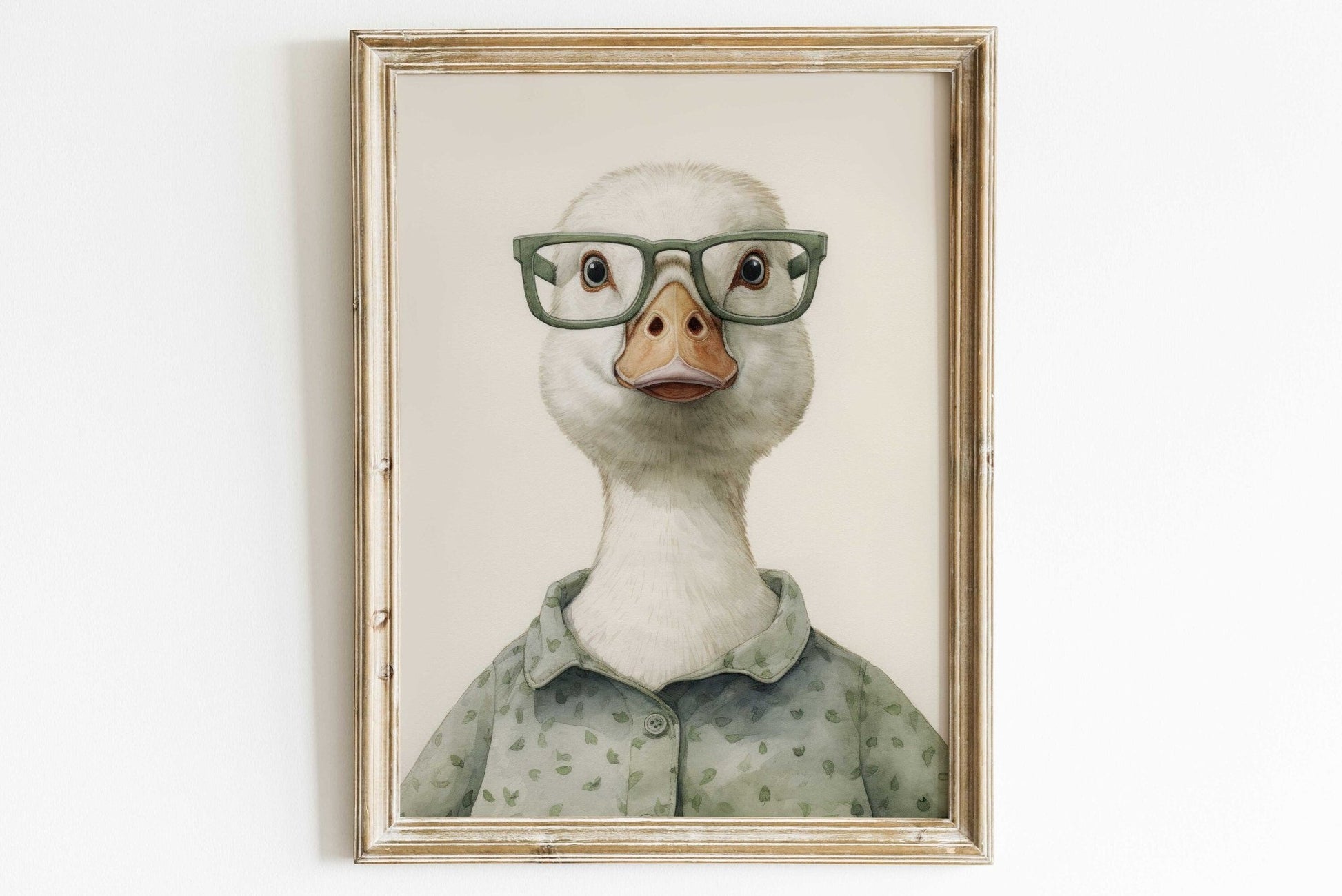 Goose Wall Art, Funny Animals in Glasses, Farmhouse Nursery Decor - WildfieldPrints