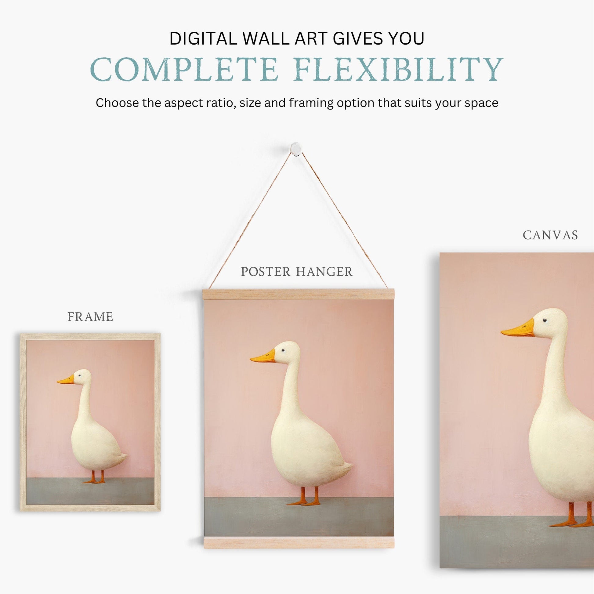 Goose Wall Art, Whimsical Animal Decor, Funny Farm Print - WildfieldPrints