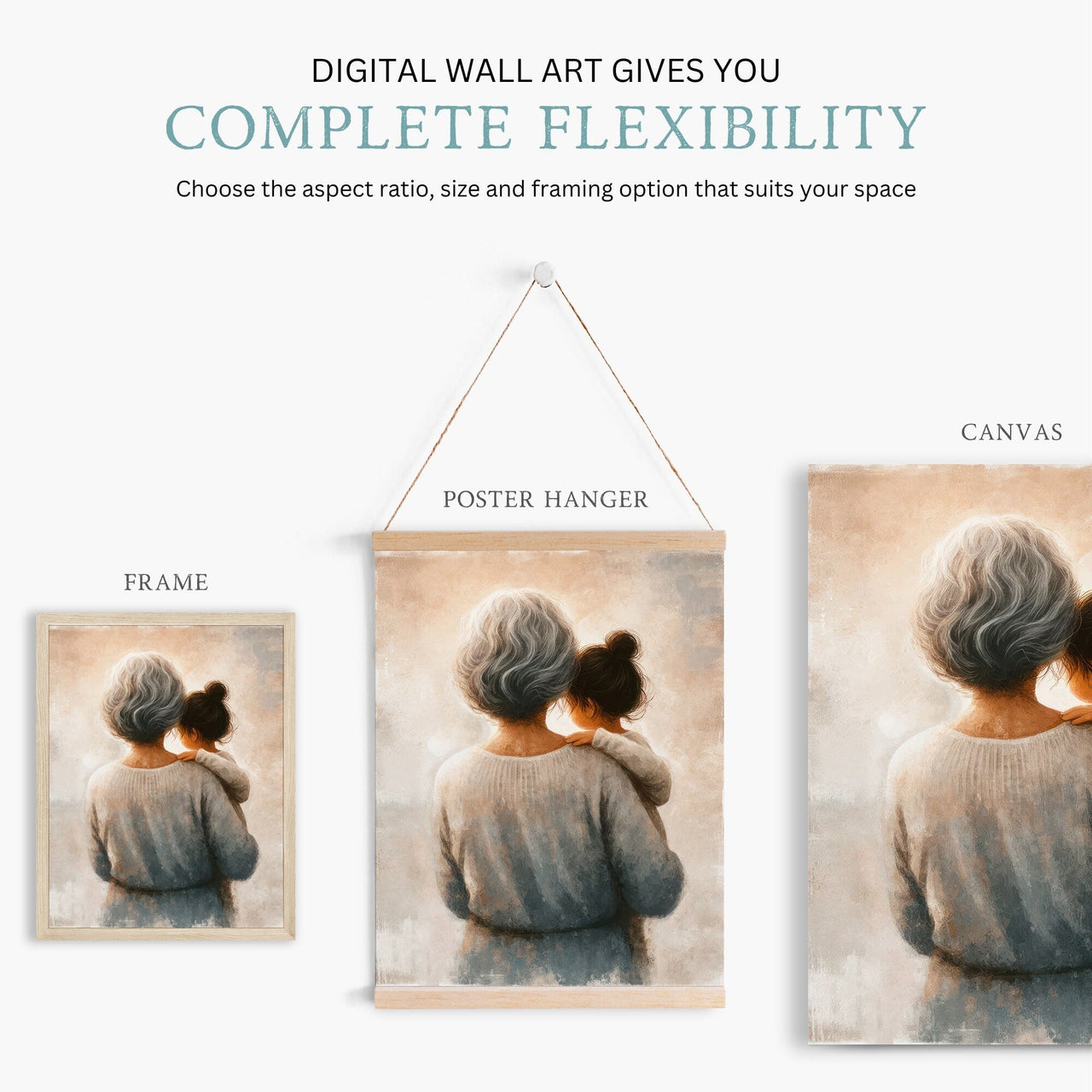 Grandmother and Granddaughter Wall Art – Family Girls Room Print