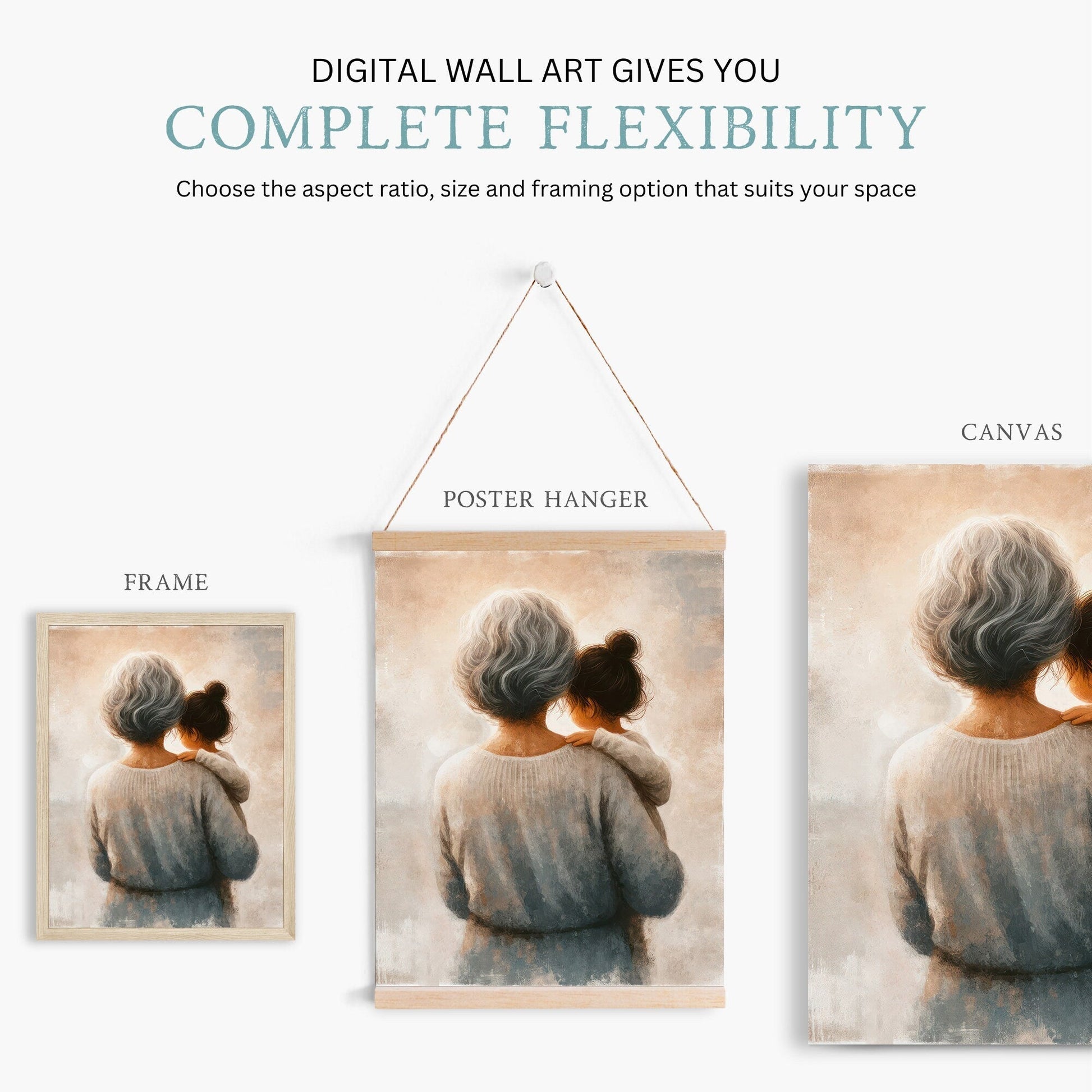 Grandmother and Granddaughter Wall Art, Heartwarming Gift for Family - WildfieldPrints