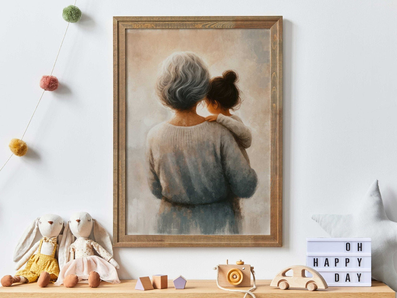 Grandmother and Granddaughter Wall Art – Family Girls Room Print