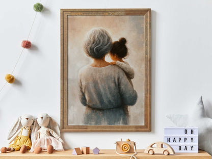 Grandmother and Granddaughter Wall Art, Heartwarming Gift for Family - WildfieldPrints