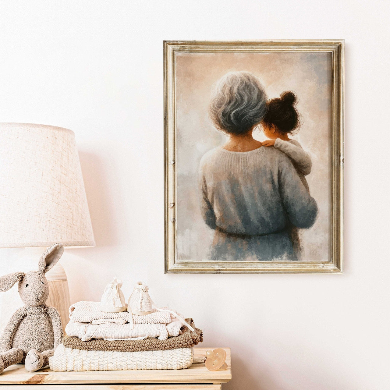 Grandmother and Granddaughter Wall Art – Family Girls Room Print