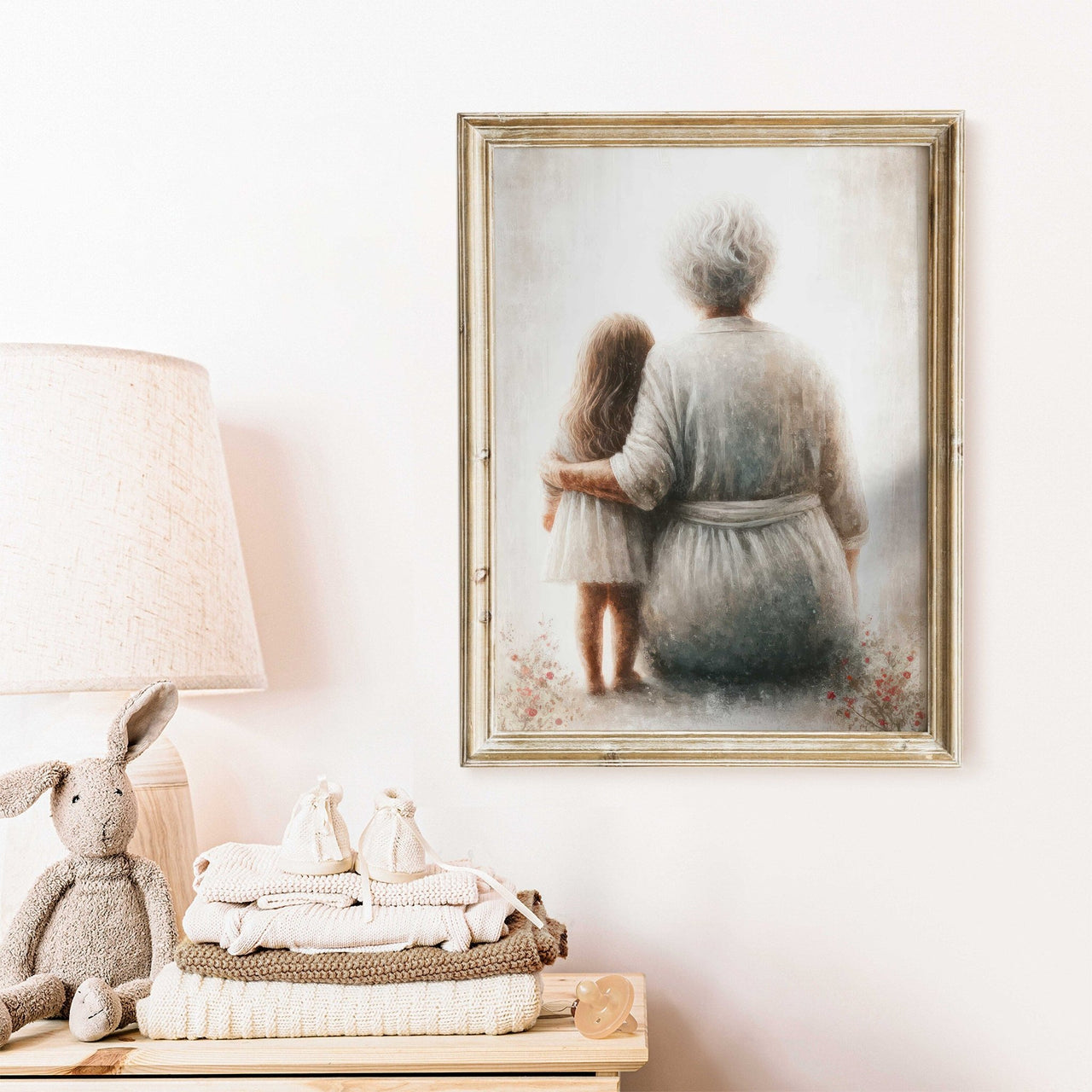 Grandmother & Granddaughter Print – Family Nursery Wall Art