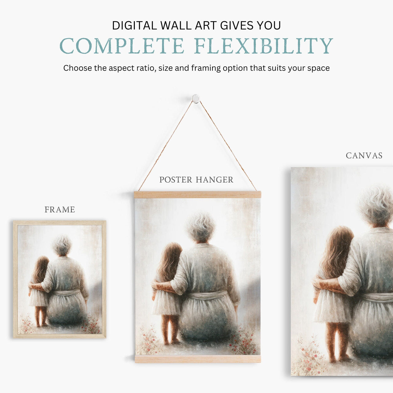 Grandmother & Granddaughter Print – Family Nursery Wall Art
