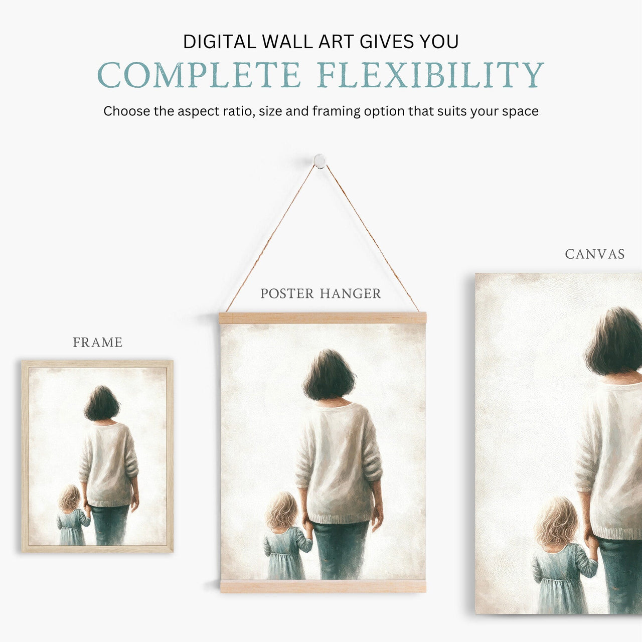 Grandmother & Granddaughter Wall Art – Family Girls Room Print