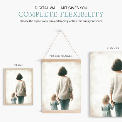 Grandmother & Granddaughter Art, Heartwarming Gift, Rustic Wall Decor - WildfieldPrints
