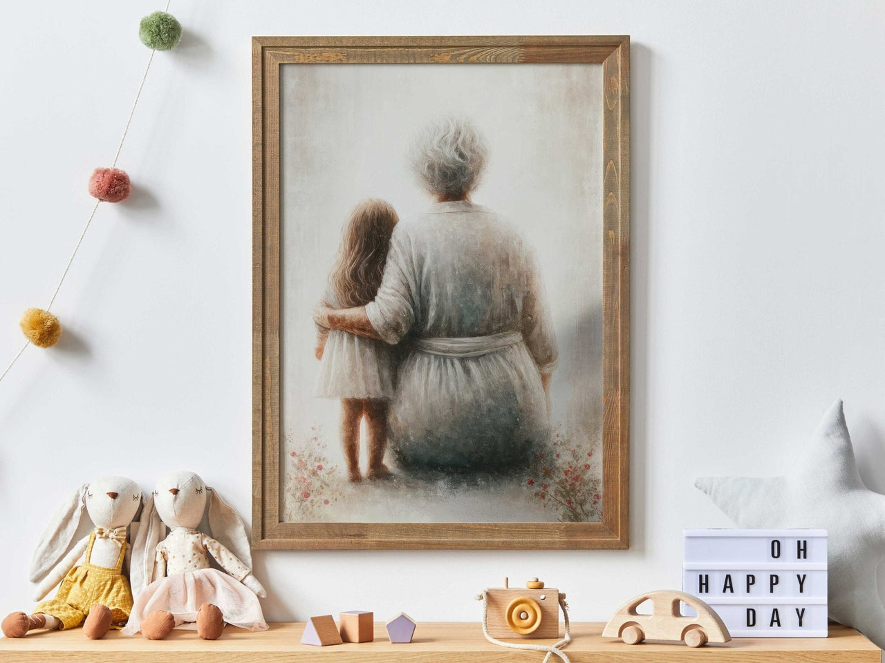 Grandmother & Granddaughter Print – Family Nursery Wall Art