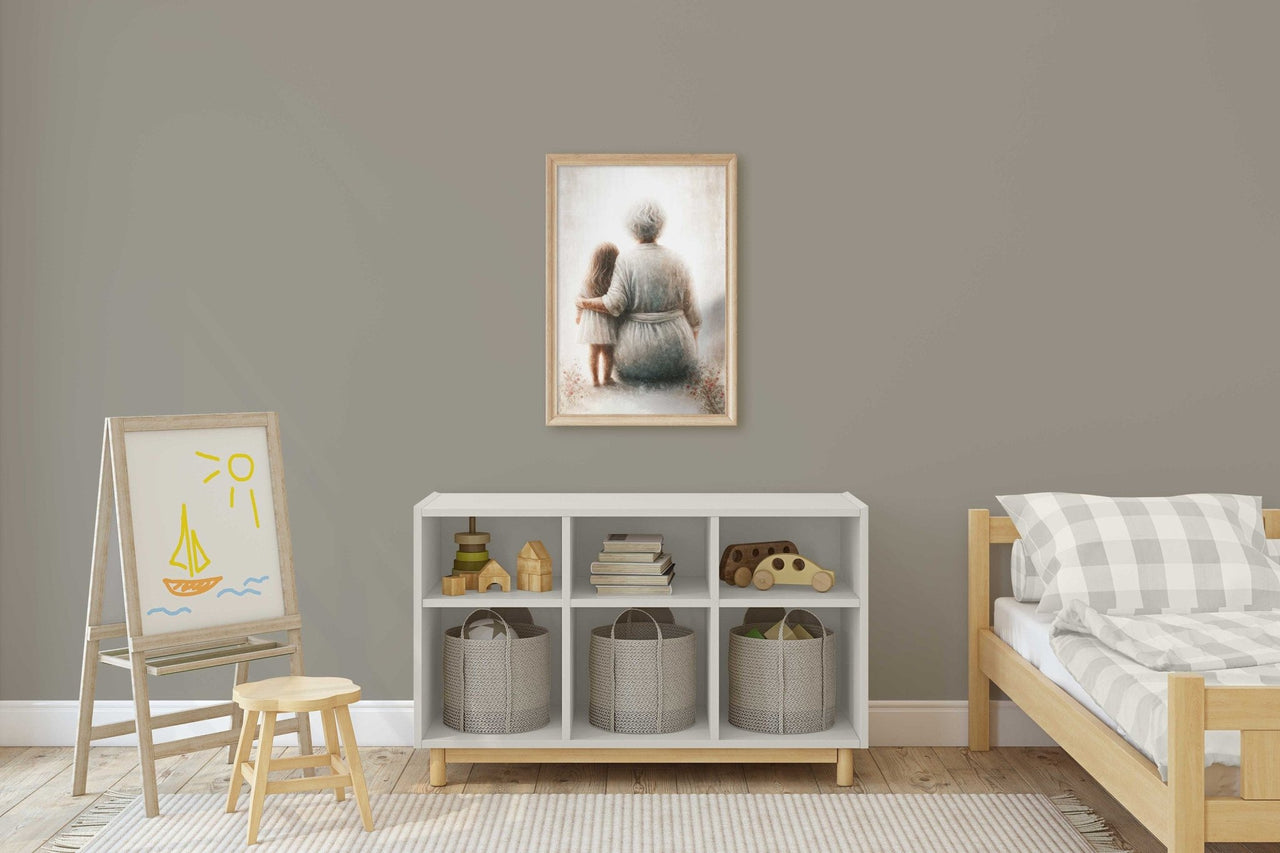 Grandmother & Granddaughter Print – Family Nursery Wall Art