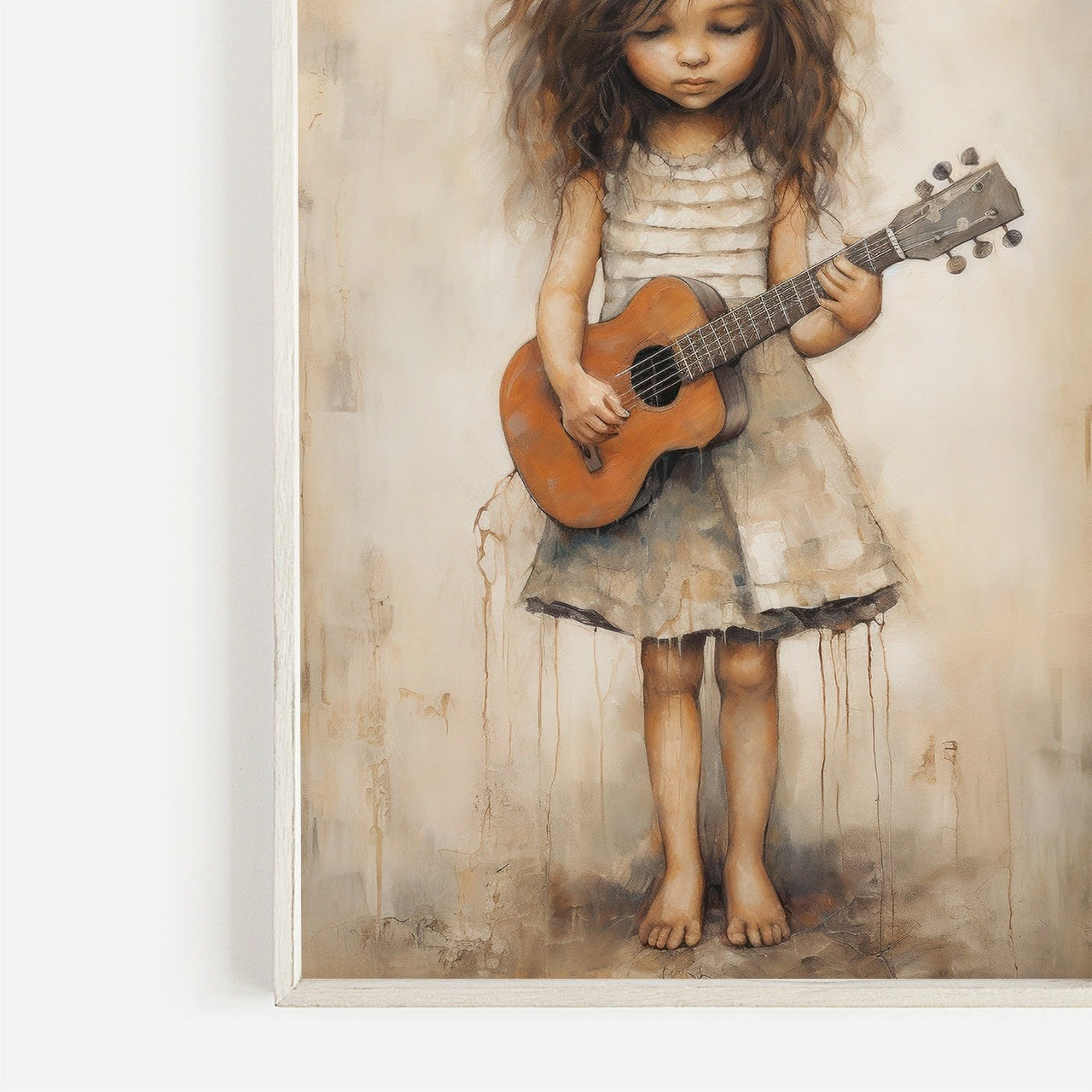 Girl with Guitar Wall Art – Music Nursery Print