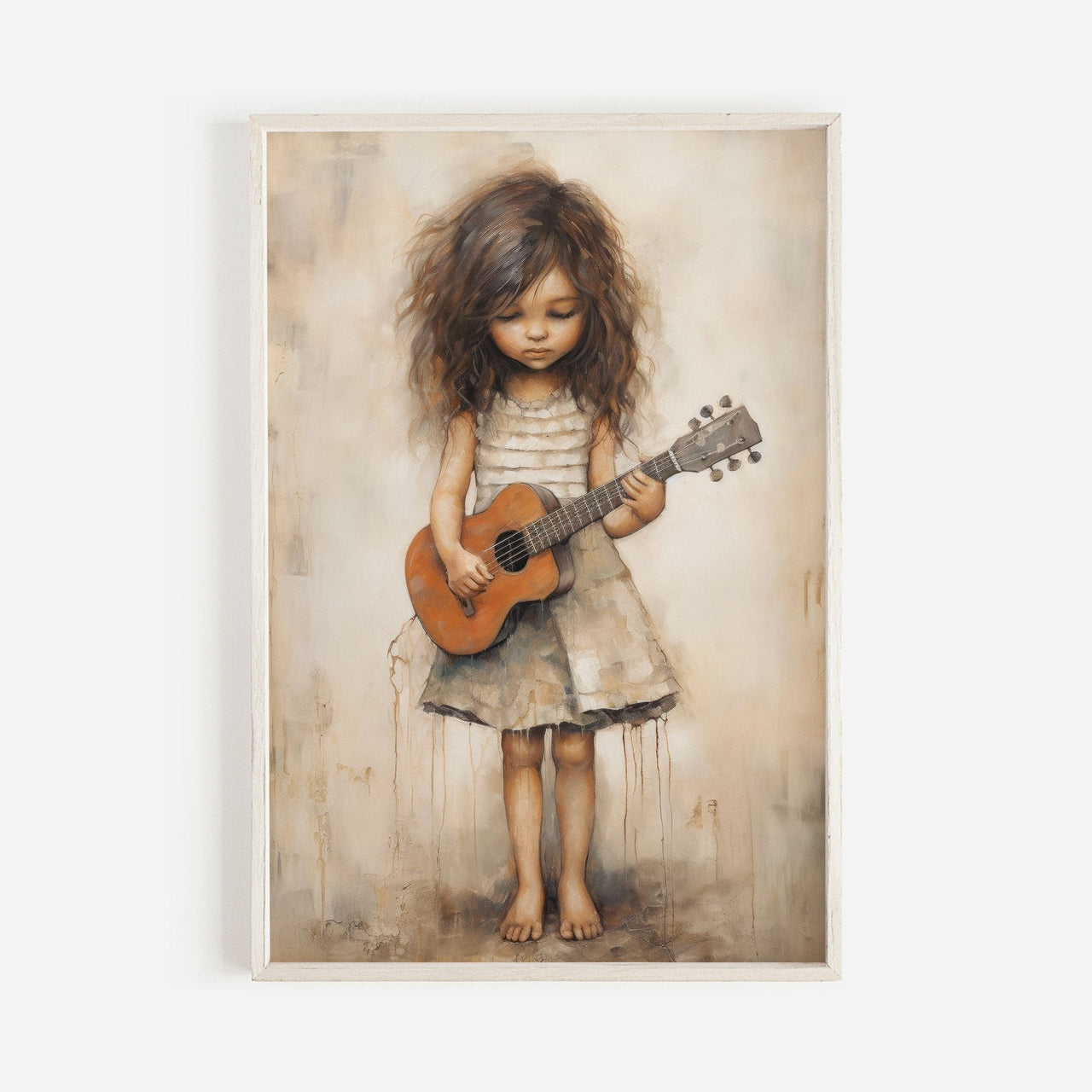 Girl with Guitar Wall Art – Music Nursery Print
