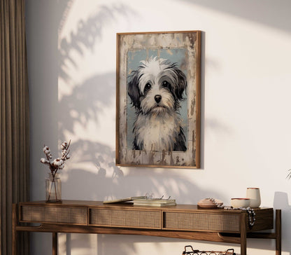 Havanese Dog Print, Rustic Farmhouse Wall Art, Gift for Dog Lovers - WildfieldPrints