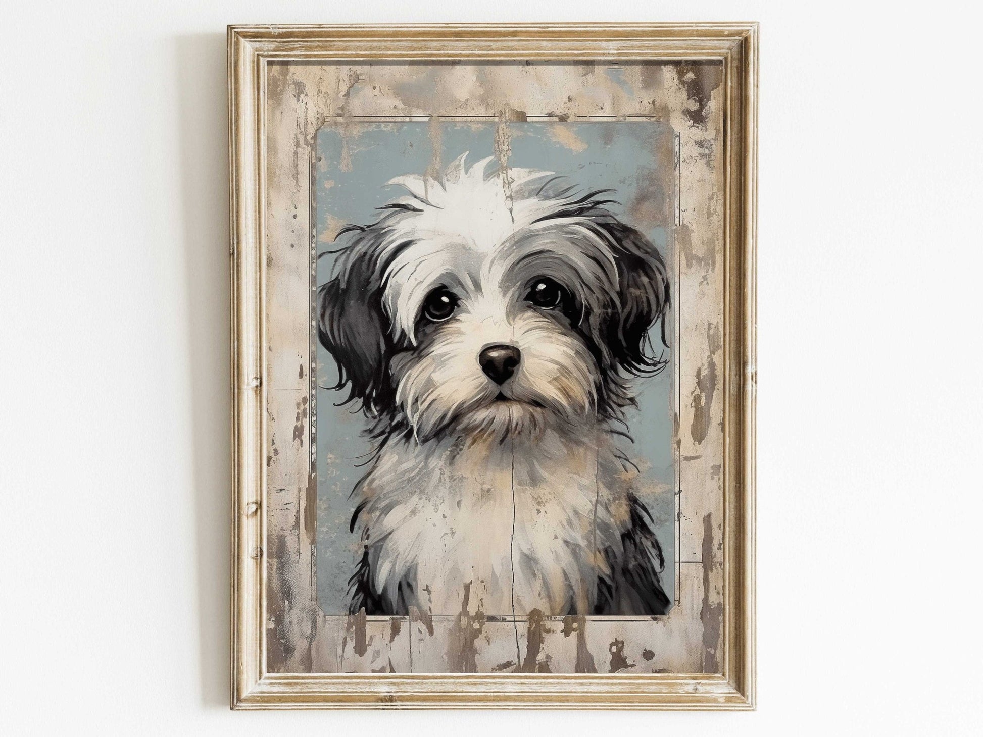 Havanese Dog Print, Rustic Farmhouse Wall Art, Gift for Dog Lovers - WildfieldPrints