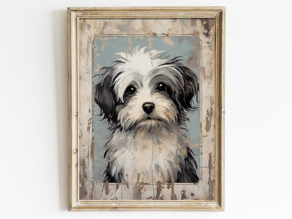 Havanese Dog Print, Rustic Farmhouse Wall Art, Gift for Dog Lovers - WildfieldPrints