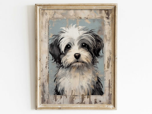 Havanese Dog Print, Rustic Farmhouse Wall Art, Gift for Dog Lovers - WildfieldPrints