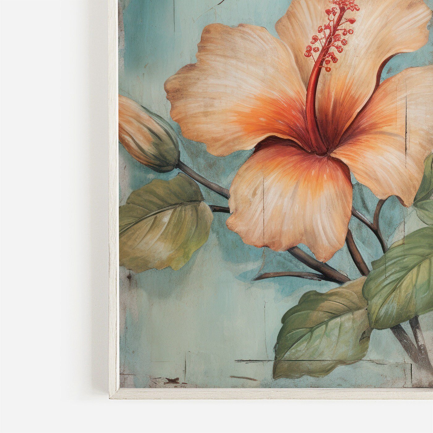 Hibiscus Print, Rustic Floral Wall Art, Farmhouse Home Decor - WildfieldPrints