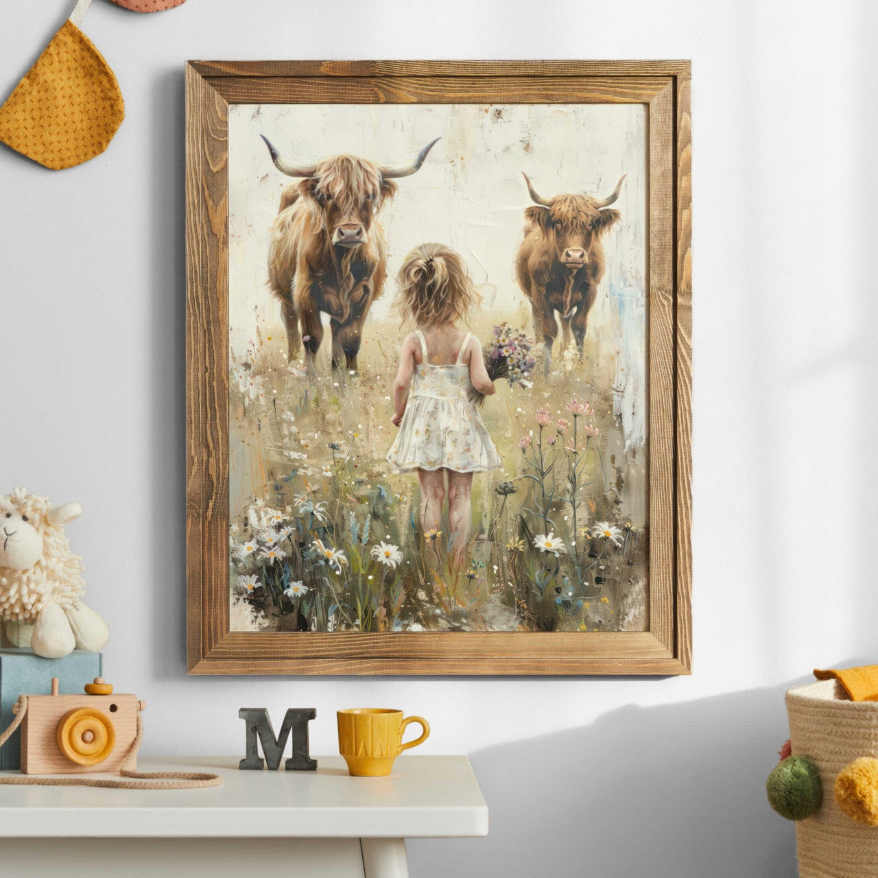 Highland Cow Wall Art – Farm Girls Room Print