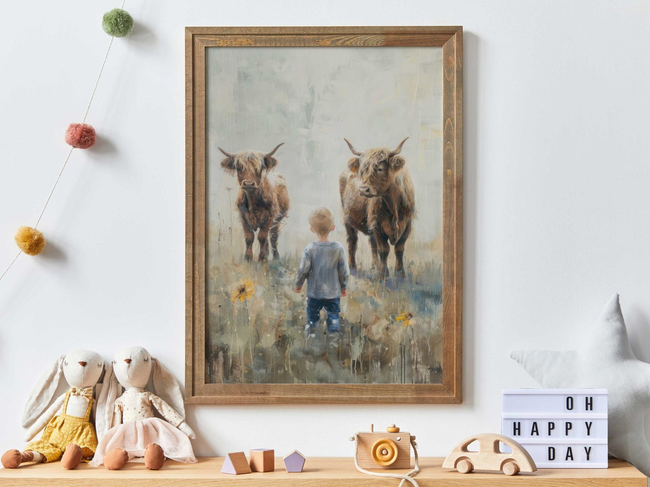 Highland Cow Wall Art – Farm Boys Room Decor
