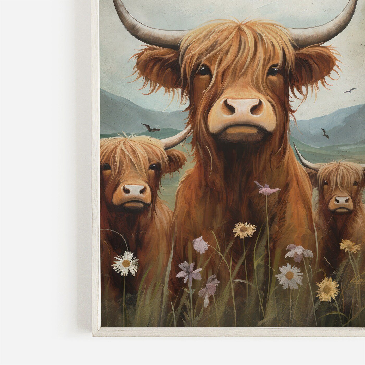 Highland Cow Wall Art, Rustic Farmhouse Decor, Country Style Print - WildfieldPrints