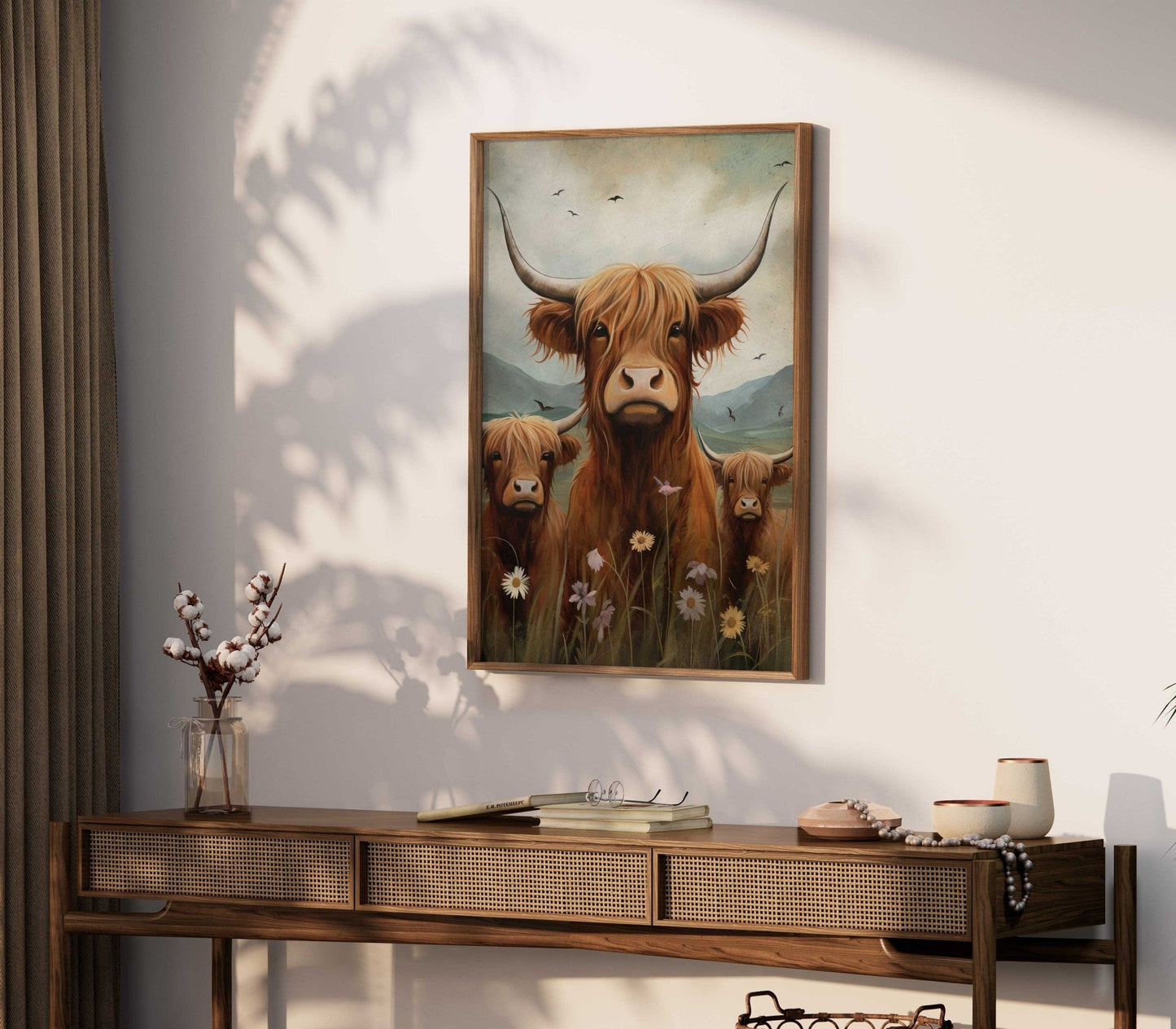 Highland Cow Wall Art, Rustic Farmhouse Decor, Country Style Print - WildfieldPrints