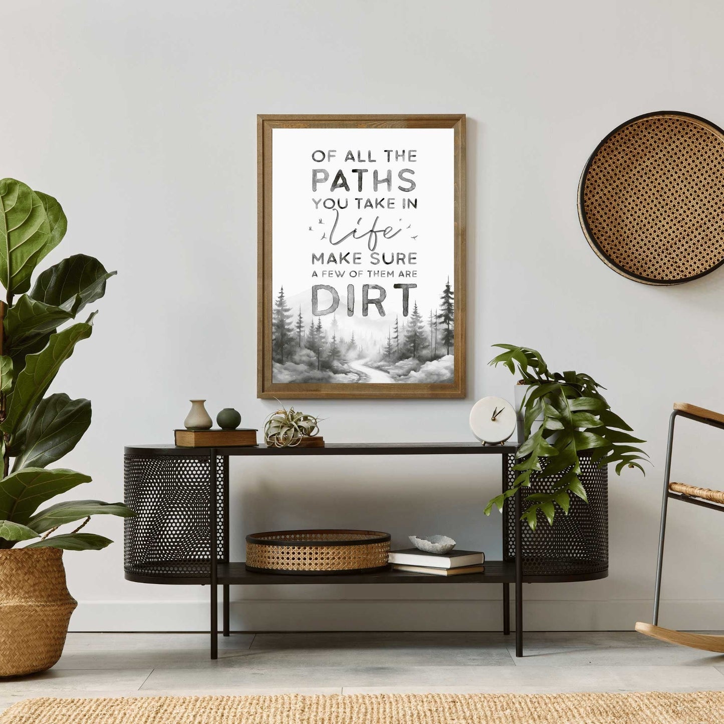 Hiking Decor, Nature Quote Art, Forest Trail Painting, Adventure Print - WildfieldPrints