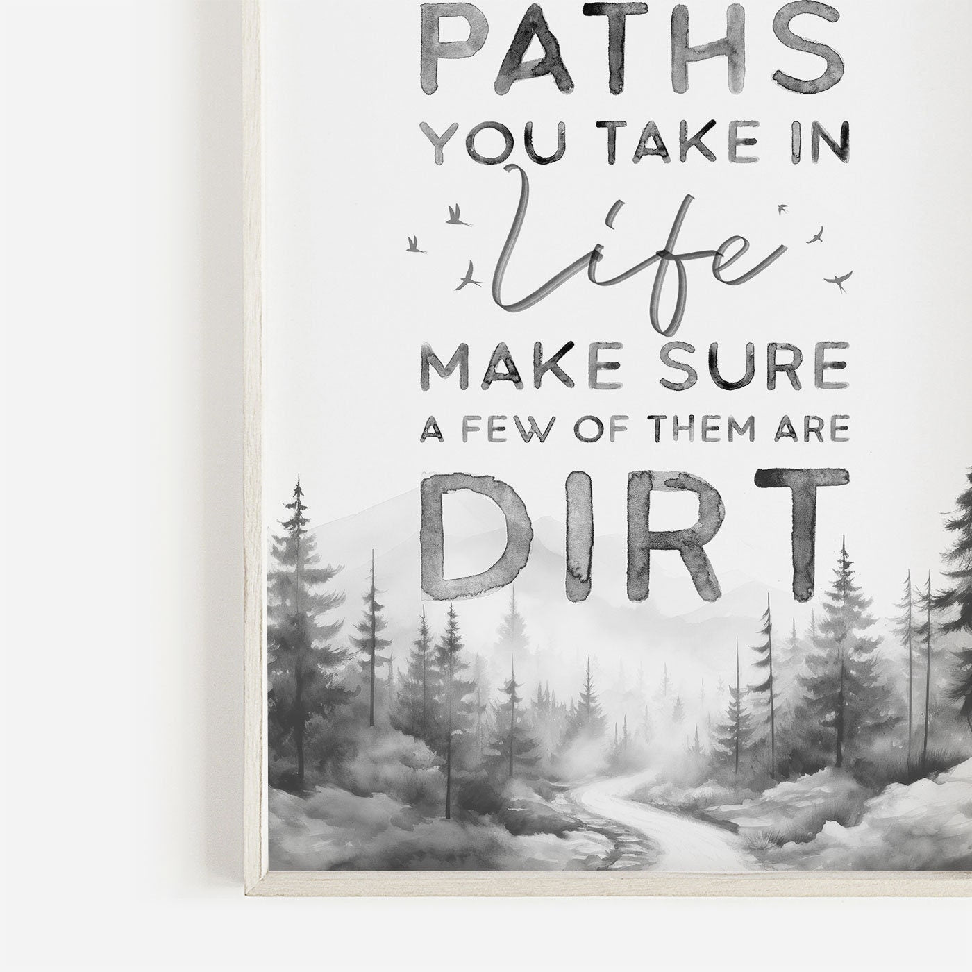 Hiking Decor, Nature Quote Art, Forest Trail Painting, Adventure Print - WildfieldPrints