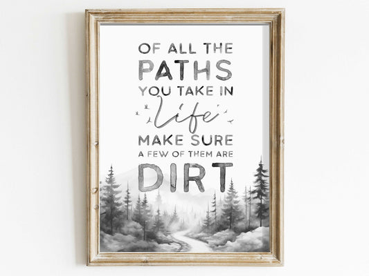 Hiking Decor, Nature Quote Art, Forest Trail Painting, Adventure Print - WildfieldPrints