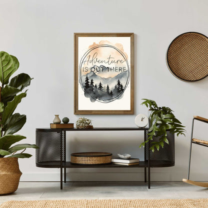 Hiking Quote Art, Adventure is Out There, Inspirational Camping Decor - WildfieldPrints