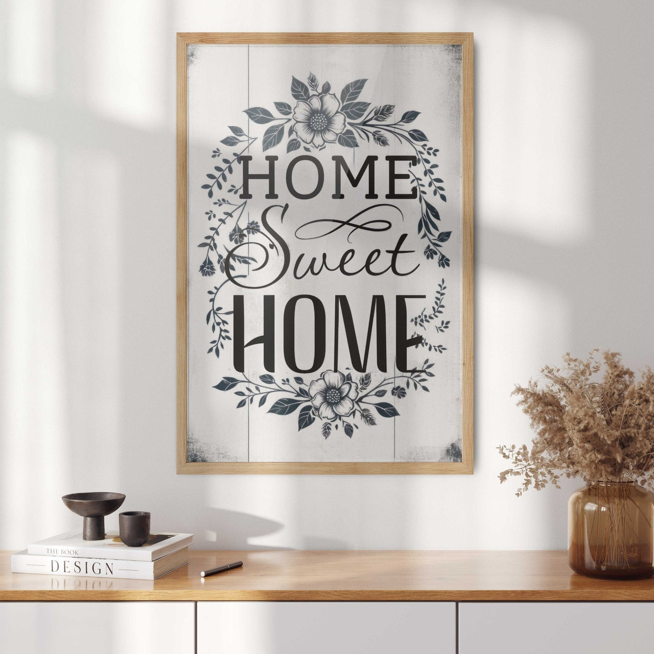 Dark Green Floral Wall Art – Farmhouse Family Room Print