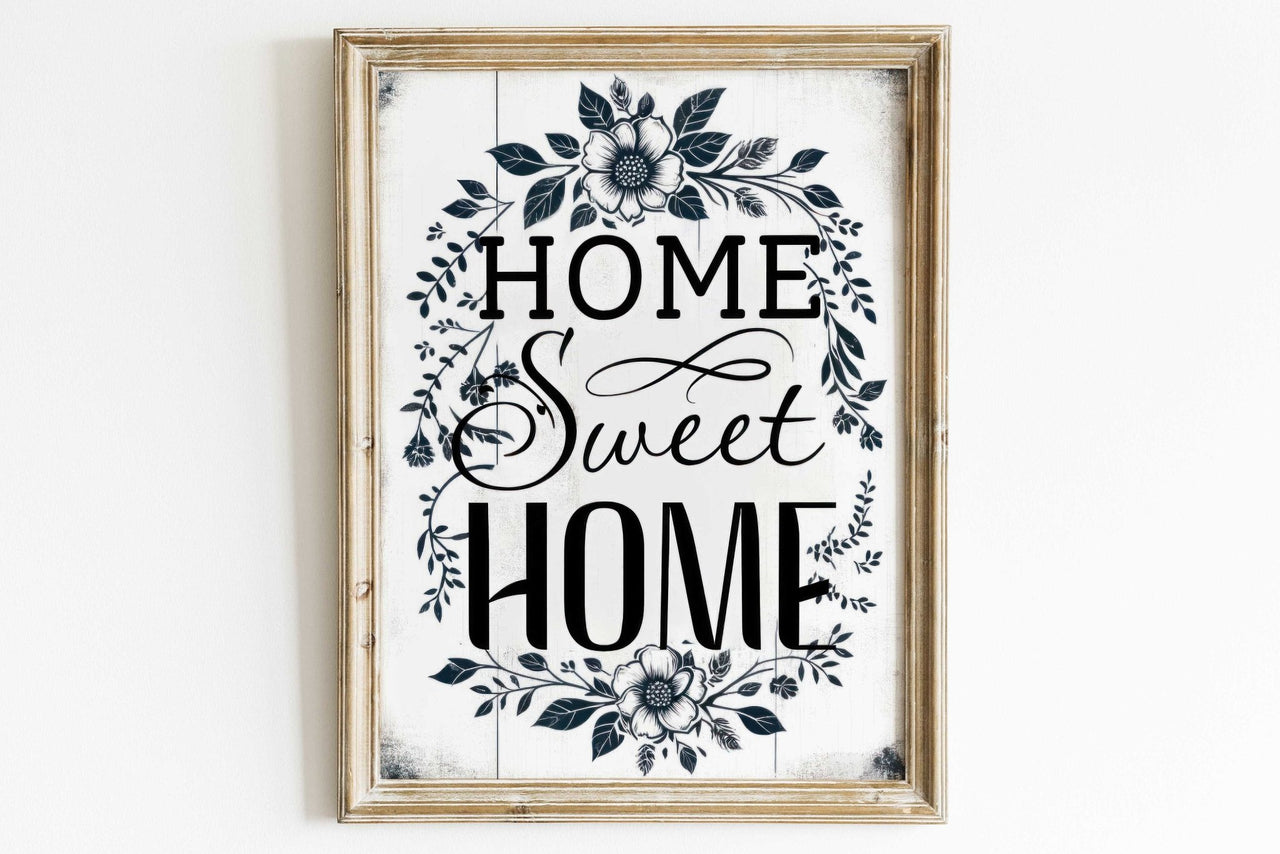 Dark Green Floral Wall Art – Farmhouse Family Room Print