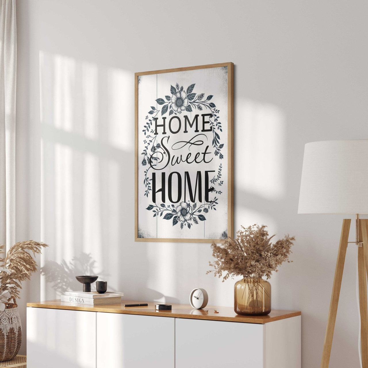 Dark Green Floral Wall Art – Farmhouse Family Room Print