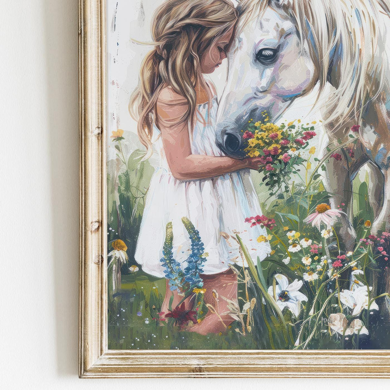 White Horse Print – Equestrian Girls Room Wall Art